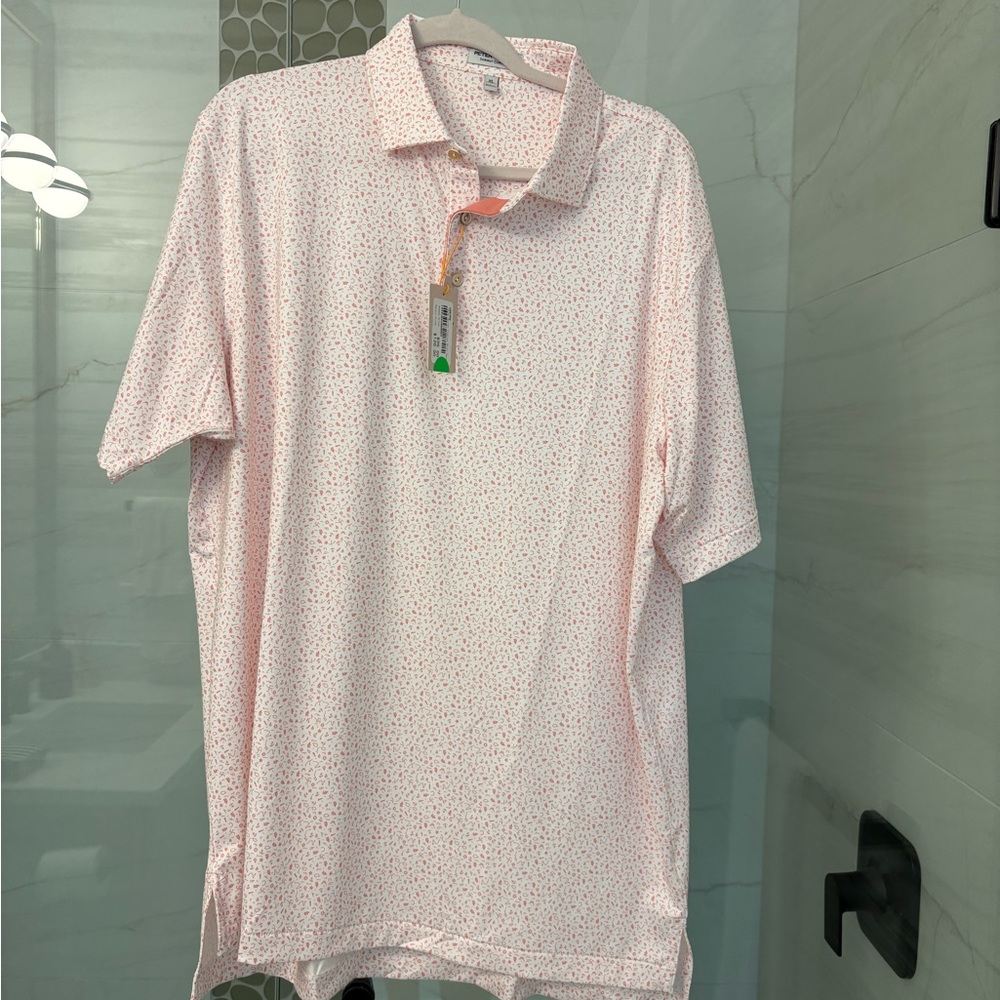 New W Tags Never Worn Peter Millar Orange and White Polo Shirt Summer Comfort